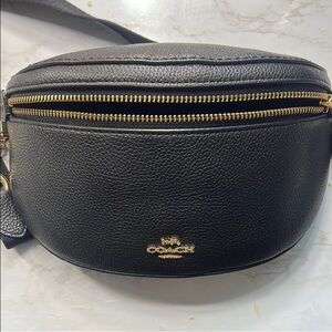 Coach Black Pebbled Leather Belt Bag